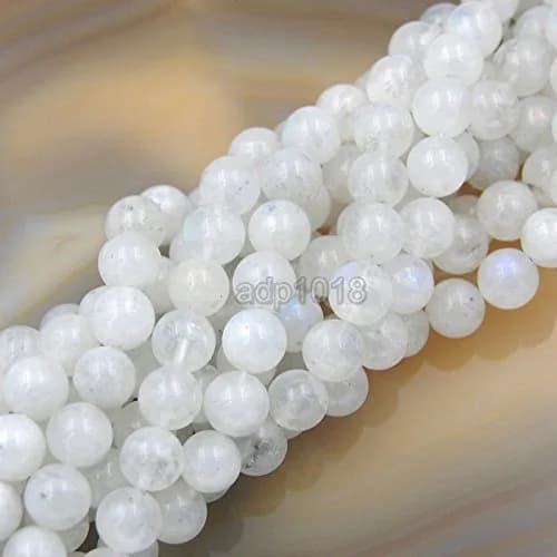 AD Beads Natural White Moonstone Gemstone Beads 8mm | Rainbow Flash Round Beads for Jewelry & Crafts thumbnail 5