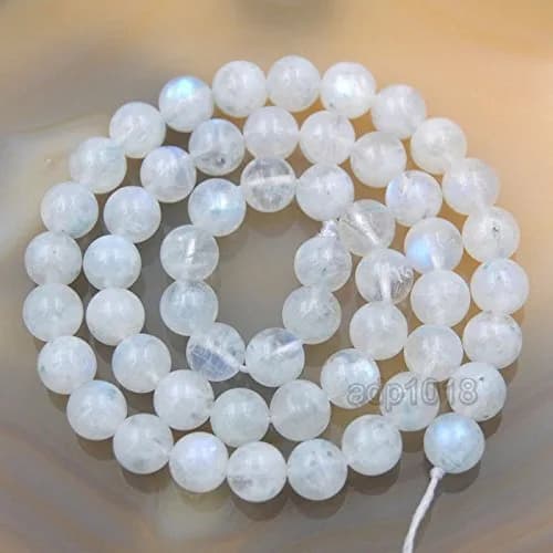 AD Beads Natural White Moonstone Gemstone Beads 8mm | Rainbow Flash Round Beads for Jewelry & Crafts thumbnail 7
