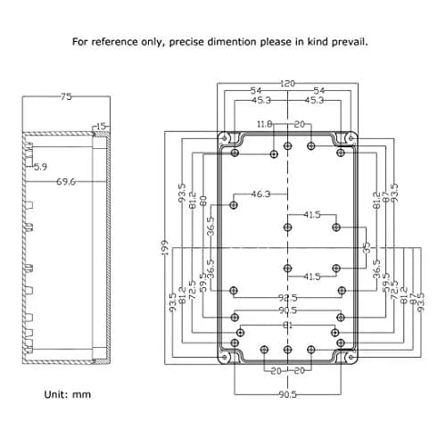 PINFOX Waterproof Electronic ABS Plastic Junction Project Box Enclosure 200mm x 120mm x 75mm | IP65 Waterproof thumbnail 7