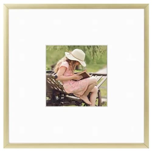 Frametory 8x8 Aluminum Picture Frame with Mat for 4x4 Photo | Gold thumbnail 1