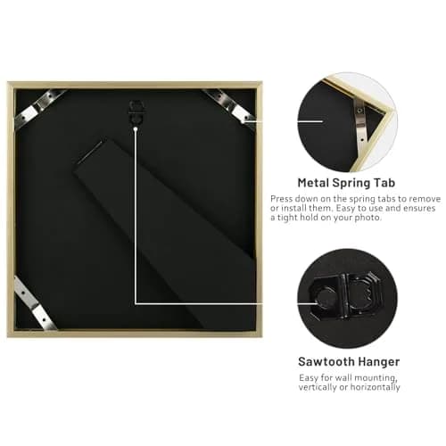 Frametory 8x8 Aluminum Picture Frame with Mat for 4x4 Photo | Gold thumbnail 5