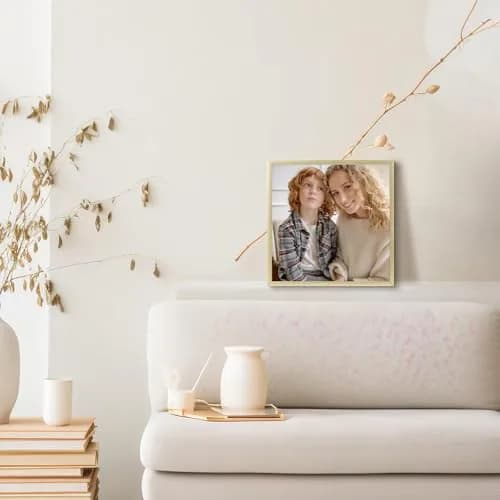 Frametory 8x8 Aluminum Picture Frame with Mat for 4x4 Photo | Gold thumbnail 3