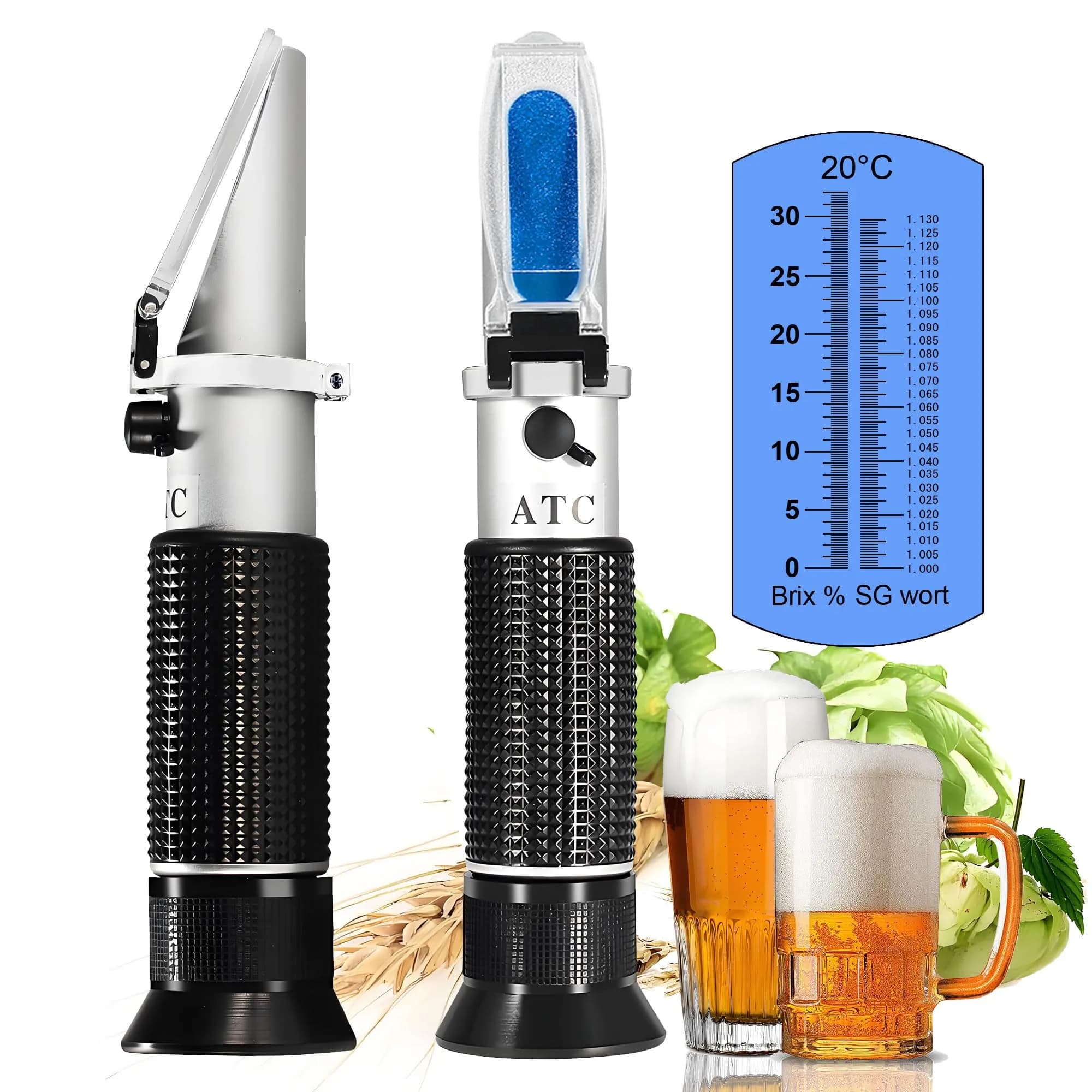 V·RESOURCING Beer Wort Refractometer Brix 0-32% SG 1.000-1.130 | Dual Scale for Brewing
