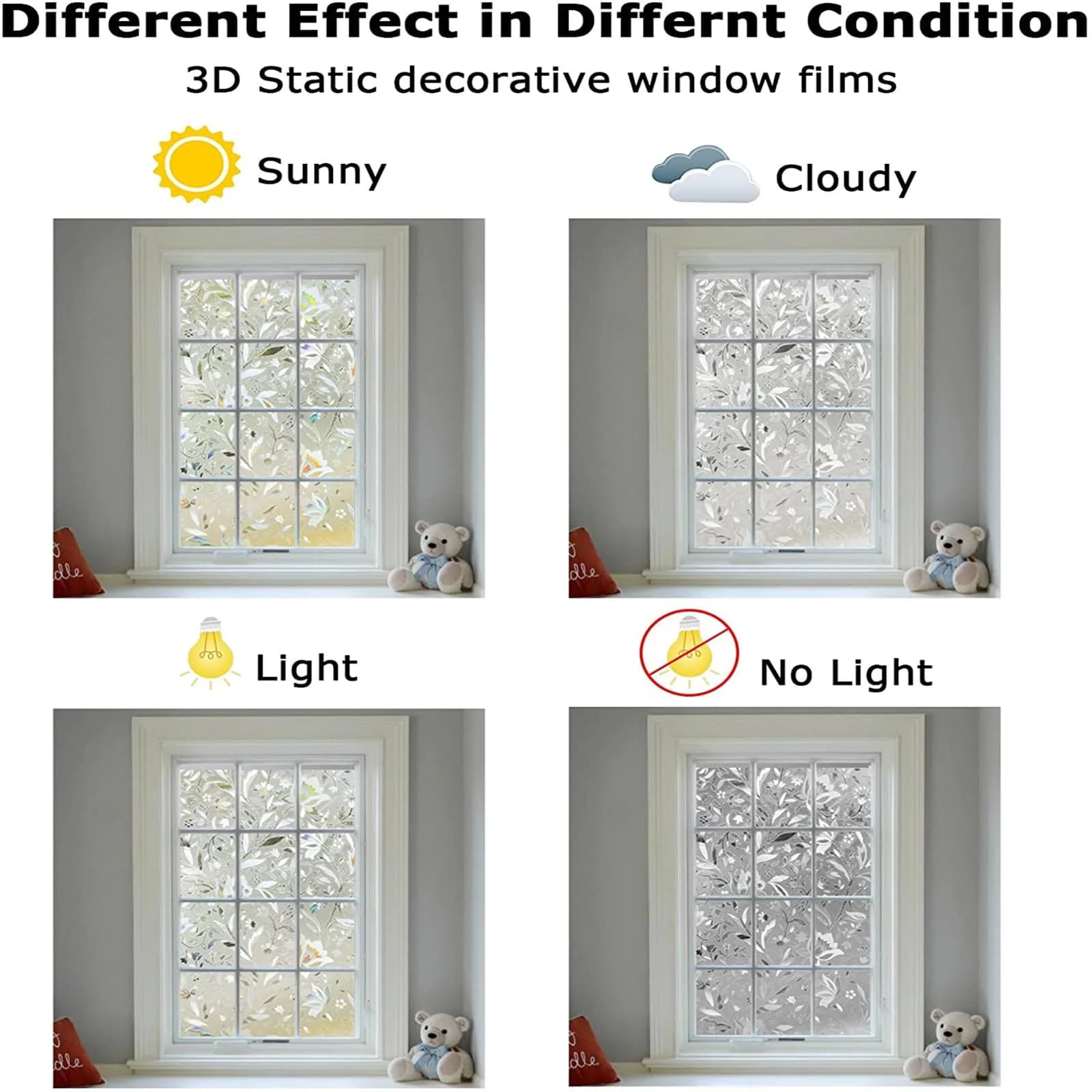 LEMON CLOUD Tulip Stained Glass Window Film 45cm (17.5") x 200cm (78.7") | Decorative Rainbow UV Blocking Anti-Glare - view 5