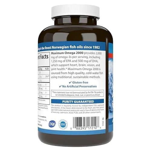Carlson Maximum Omega 2000 mg Softgels | Wild-Caught Lemon Omega-3 Supplement for Whole Body Health thumbnail 8