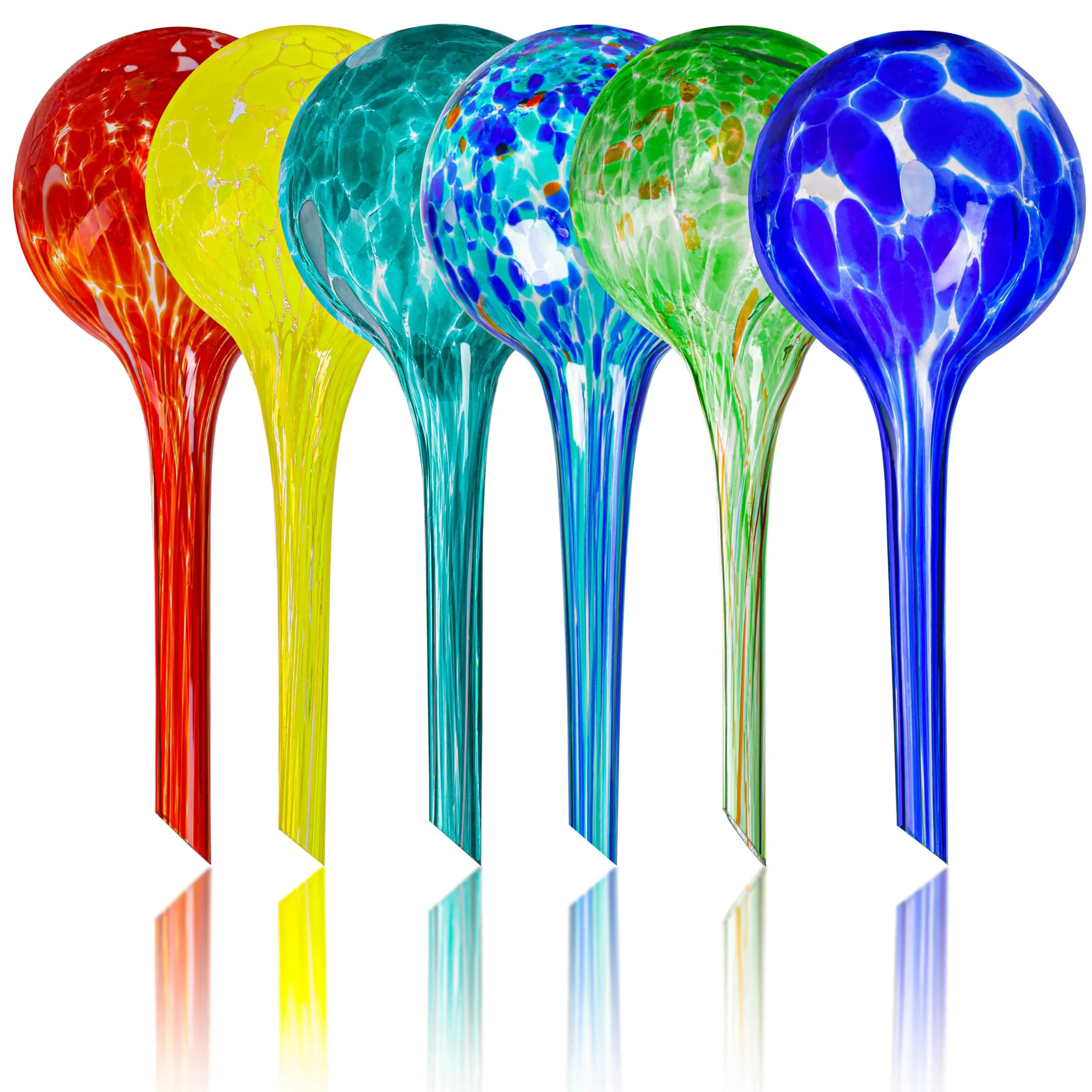 Mission Gallery Glass Plant Watering Globes Set of 6 Small Multicolored | 100ml (3.38 Fl Oz) Capacity