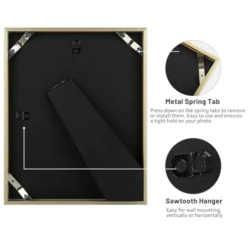Frametory 8x10 Aluminum Picture Frame with Mat for 5x7 Photo, Gold | Wall & Tabletop Display thumbnail 5