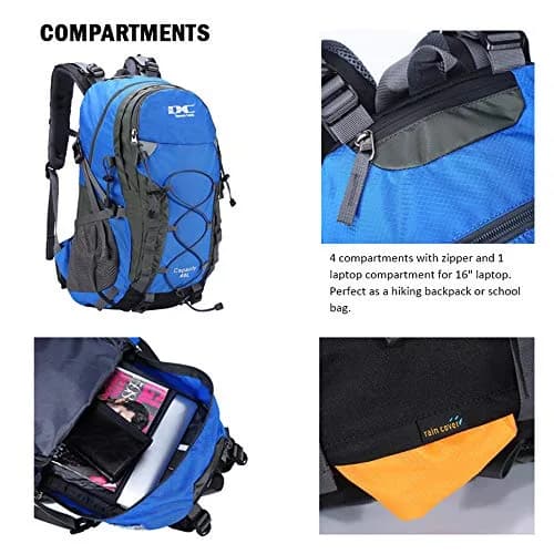 Diamond Candy 40L Hiking Backpack Waterproof Daypack for Men and Women | 40L Capacity, Waterproof Nylon, Breathable Mesh, Multiple Compartments thumbnail 4