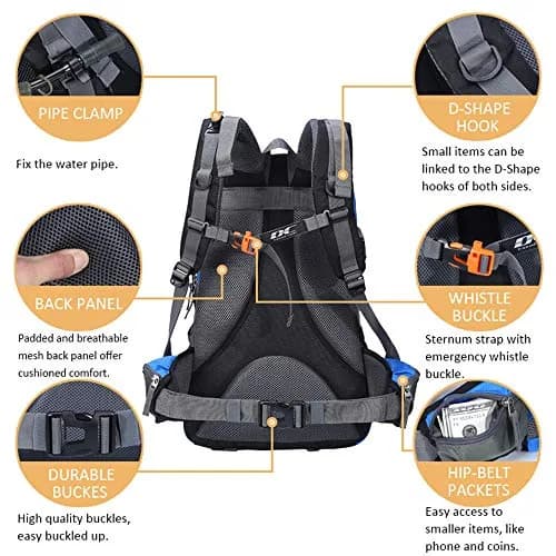 Diamond Candy 40L Hiking Backpack Waterproof Daypack for Men and Women | 40L Capacity, Waterproof Nylon, Breathable Mesh, Multiple Compartments thumbnail 3