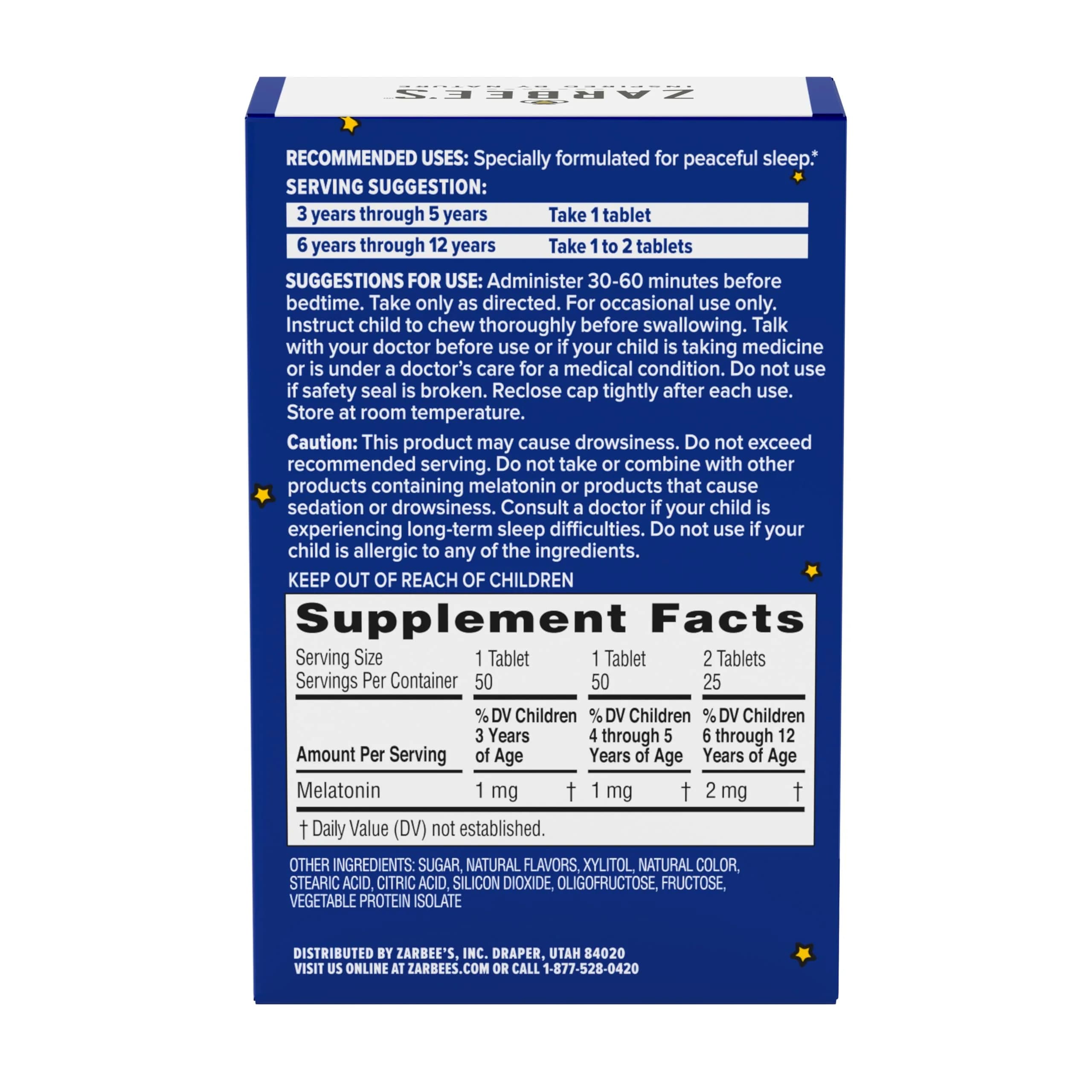 Zarbee's Kids Sleep Melatonin Chewable Supplement 1 Mg 50 Count | Natural Grape Flavor, Drug-Free Sleep Support - view 8