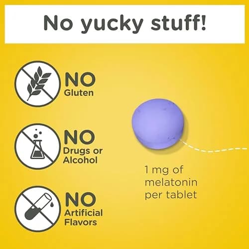 Zarbee's Kids Sleep Melatonin Chewable Supplement 1 Mg 50 Count | Natural Grape Flavor, Drug-Free Sleep Support thumbnail 3