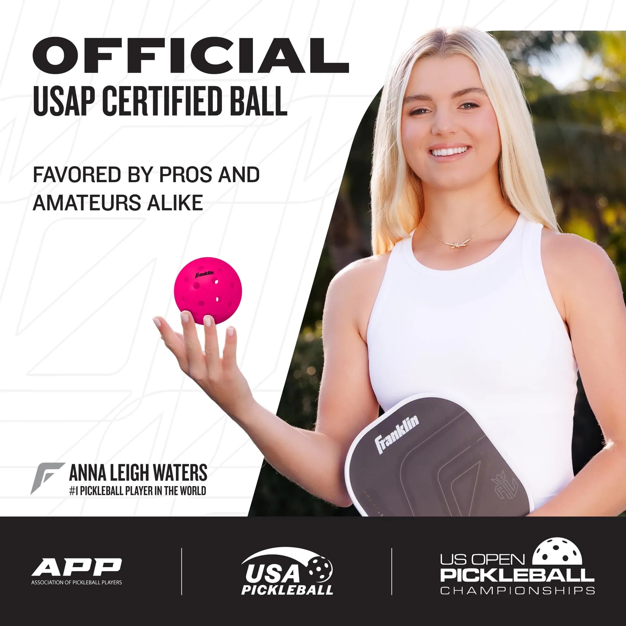 Franklin Sports X-40 Outdoor Pickleball Balls 74mm (3 Pack) | USAP Approved for True Flight & Spin - view 2
