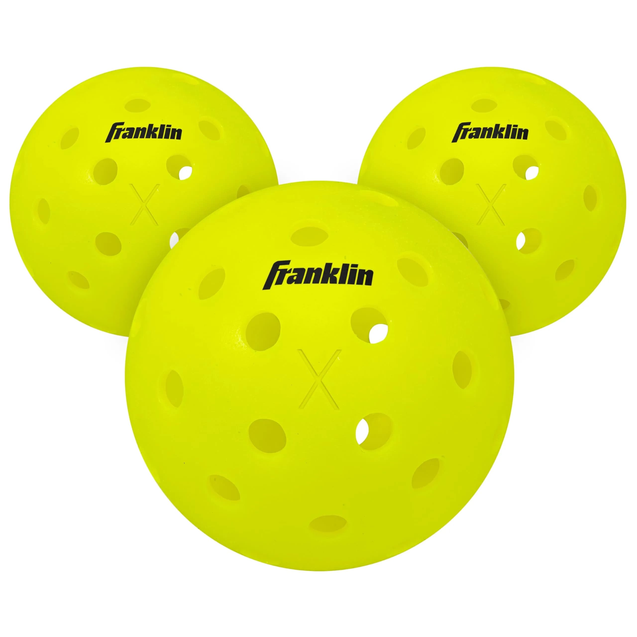 Franklin Sports X-40 Outdoor Pickleballs 74mm (3 Pack, Optic Yellow) | USAP Approved Tournament Balls - main product image