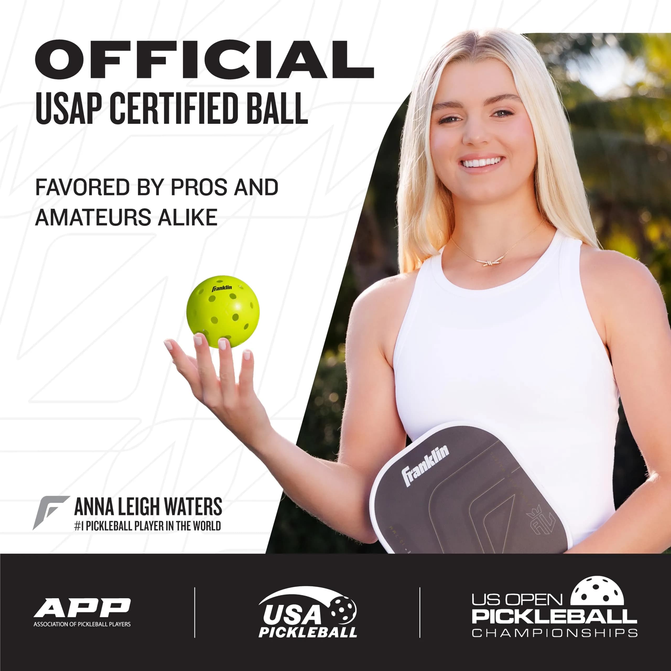 Franklin Sports X-40 Outdoor Pickleballs 74mm (3 Pack, Optic Yellow) | USAP Approved Tournament Balls - view 2