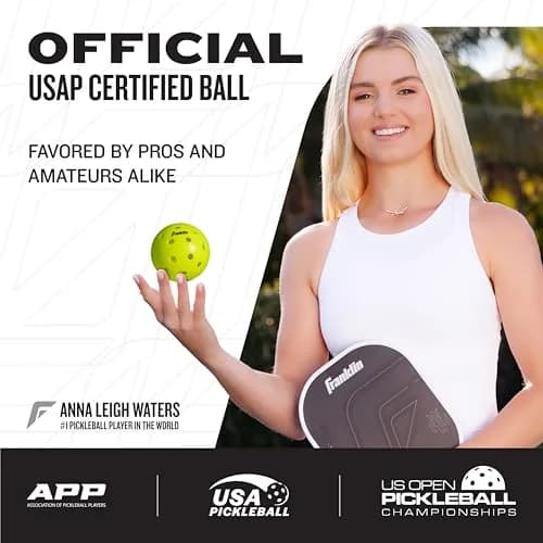 Franklin Sports X-40 Outdoor Pickleballs 74mm (3 Pack, Optic Yellow) | USAP Approved Tournament Balls thumbnail 2