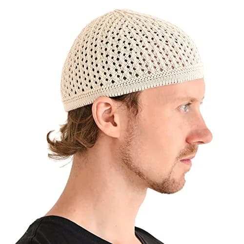 CHARM 100% Cotton Skull Cap Beige | Breathable Summer Headwear for Men & Women thumbnail 1