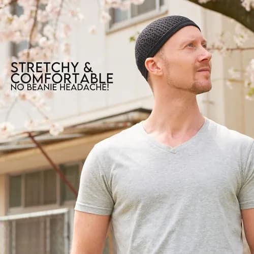 CHARM 100% Cotton Skull Cap Beige | Breathable Summer Headwear for Men & Women thumbnail 4