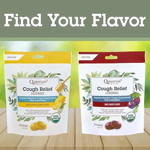 Quantum Organic Cough Drops Meyer Lemon & Honey 18 Lozenges | Soothing Throat & Cough Relief thumbnail 7