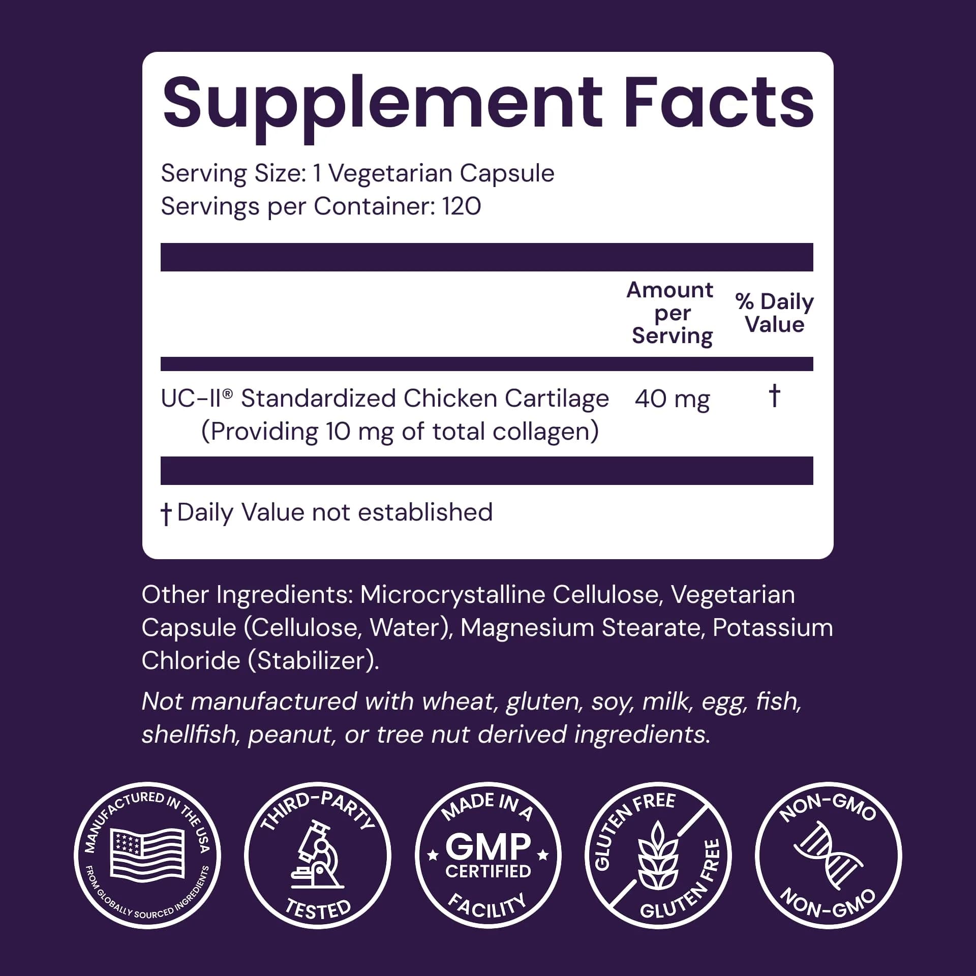 Healthy Origins UC-II Collagen 40 mg Veggie Caps (120 Count, 40 mg per serving) | Supports Joint Comfort, Mobility & Flexibility - view 3