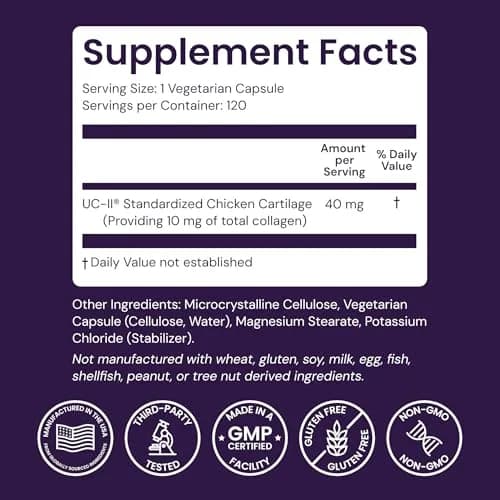 Healthy Origins UC-II Collagen 40 mg Veggie Caps (120 Count, 40 mg per serving) | Supports Joint Comfort, Mobility & Flexibility thumbnail 3