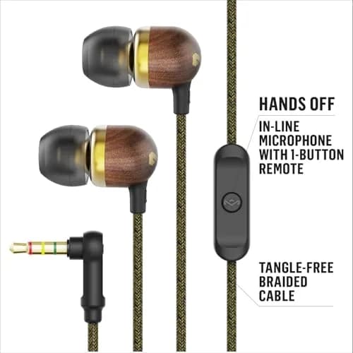 House of Marley Smile Jamaica Wired Earbuds with Microphone, Noise-Isolating In-Ear Headphones, 32g (1.13 oz) | 9mm Dynamic Drivers thumbnail 3