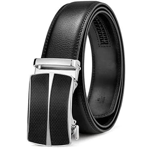 BOSTANTEN Ratchet Mens Belt Leather Trim to Fit 1 3/8" (3.5cm) Gift Boxed | Adjustable Fit for Waist Sizes 32"-38" thumbnail 1