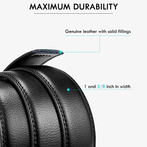 BOSTANTEN Ratchet Mens Belt Leather Trim to Fit 1 3/8" (3.5cm) Gift Boxed | Adjustable Fit for Waist Sizes 32"-38" thumbnail 4