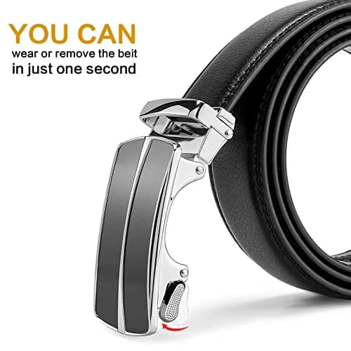 BOSTANTEN Ratchet Mens Belt Leather Trim to Fit 1 3/8" (3.5cm) Gift Boxed | Adjustable Fit for Waist Sizes 32"-38" thumbnail 5