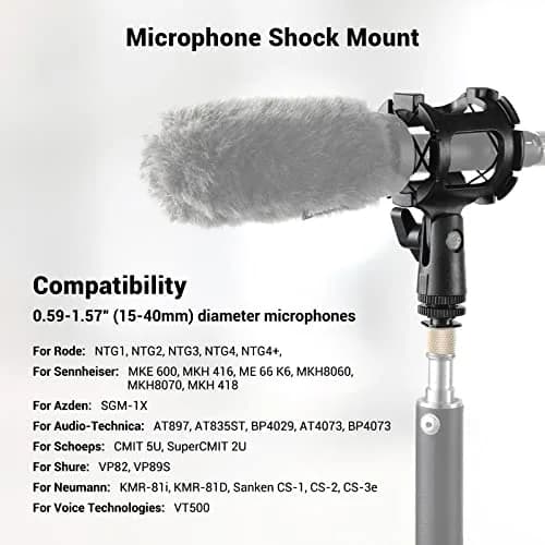 SmallRig Microphone Shock Mount 1859 with Cold Shoe & 3/8" Thread for 15-40mm Mics | Isolates Vibration thumbnail 2