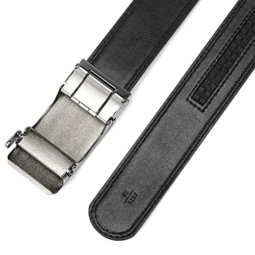 BOSTANTEN Ratchet Mens Belt Leather Trim to Fit 1 3/8" (3.5cm) Gift Boxed thumbnail 5