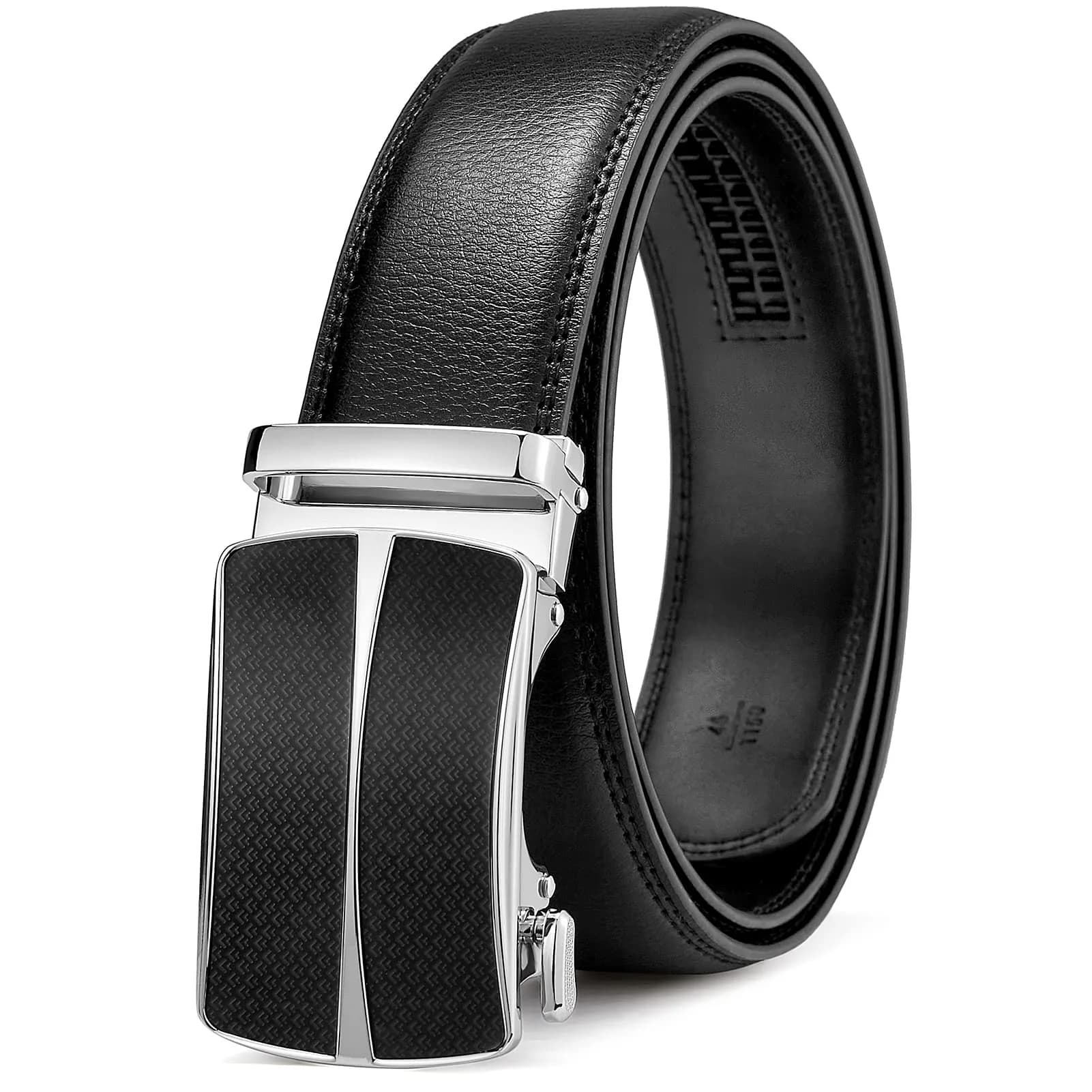 BOSTANTEN Ratchet Mens Belt Leather Trim to Fit 1 3/8” | Classic Italian Leather Design — 006-black