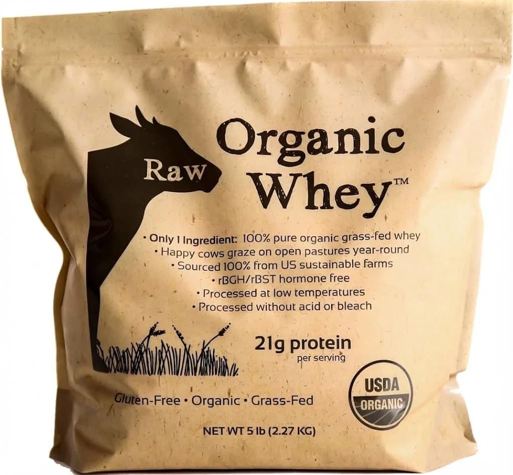 Raw Organic Whey Protein Powder Grass Fed Unflavored 2.27 kg (5 lb) | USDA Organic 1-Ingredient Protein - main product image