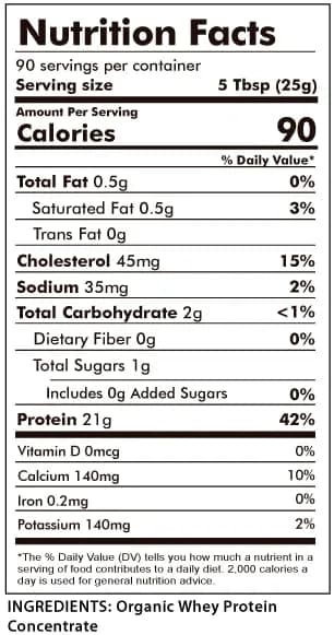 Raw Organic Whey Protein Powder Grass Fed Unflavored 2.27 kg (5 lb) | USDA Organic 1-Ingredient Protein thumbnail 4