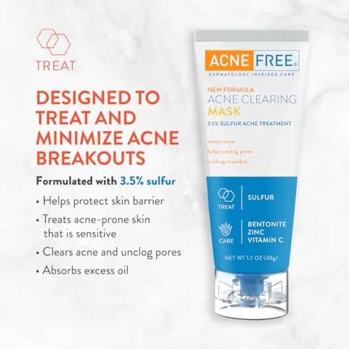 AcneFree Acne Clearing Mask with Sulfur for Acne & Oily Skin, 1.7 Oz | Absorbs Excess Oil & Unclogs Pores thumbnail 3