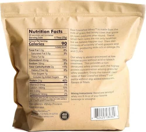 Raw Organic Whey Grass Fed Whey Protein Powder Unflavored 2.27 kg (5 lb) | 100% Pure Single Ingredient thumbnail 6