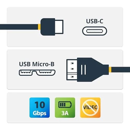StarTech.com USB-C to Micro-B Cable 0.5m (1.6ft) | 10Gbps Data Transfer & 3A Charging thumbnail 5