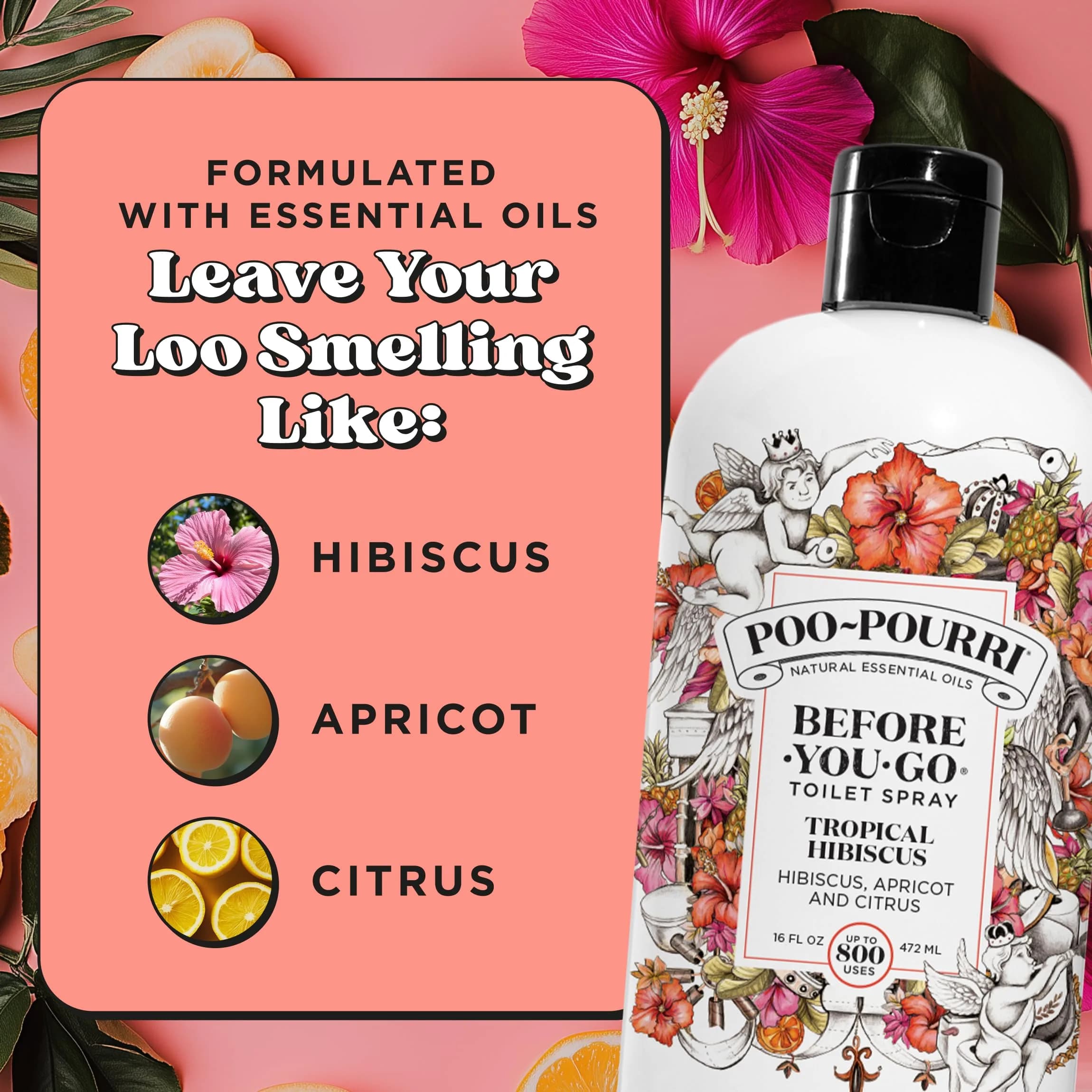 Poo-Pourri Before-You-Go Toilet Spray Refill, Tropical Hibiscus, 473ml (16 Fl Oz) | Up to 800 Uses - view 5