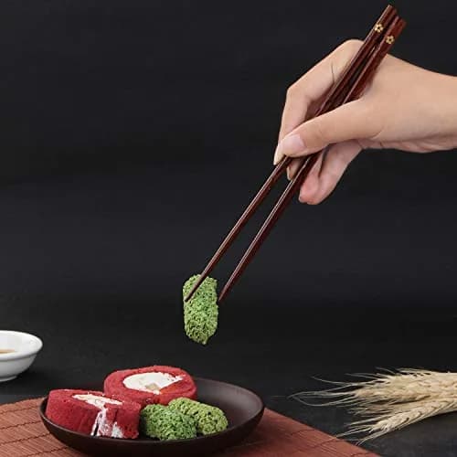 HuaLan Natural Wood Chopsticks 9 in | Non-slip, Reusable, Classic Style, 5 Pairs thumbnail 4
