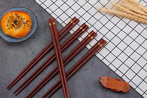 HuaLan Natural Wood Chopsticks 9 in | Non-slip, Reusable, Classic Style, 5 Pairs thumbnail 6