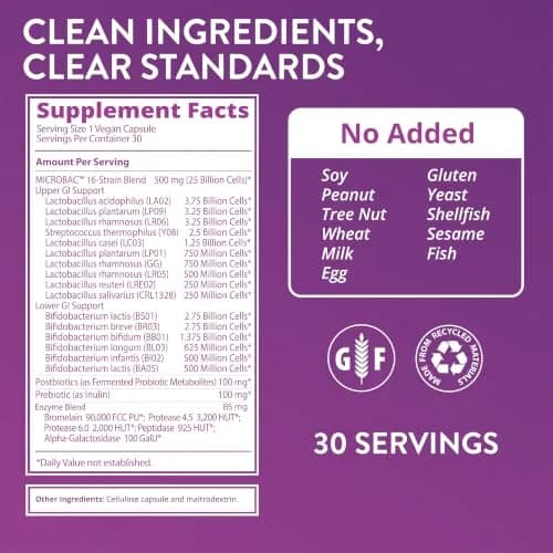 MRM Nutrition Extra Strength Probiotics 30 Capsules | 16 Strains & 25 Billion Cells for Gut Health thumbnail 2