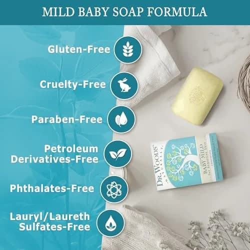 Dr. Woods Unscented Baby Mild Bar Soap 15.75 oz (3 x 5.25 oz) | Gentle Castile Soap for Sensitive Skin thumbnail 4