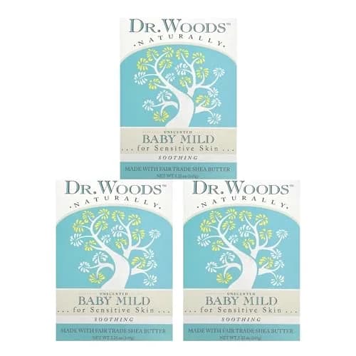 Dr. Woods Unscented Baby Mild Bar Soap 15.75 oz (3 x 5.25 oz) | Gentle Castile Soap for Sensitive Skin thumbnail 1