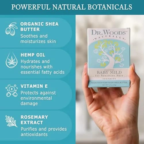 Dr. Woods Unscented Baby Mild Bar Soap 15.75 oz (3 x 5.25 oz) | Gentle Castile Soap for Sensitive Skin thumbnail 3