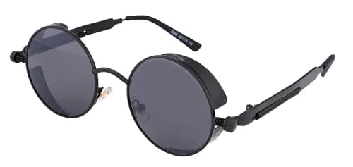 FEISEDY Retro Gothic Steampunk Sunglasses Round Metal Frame Punk Circle Inspired Shade Men B1857 thumbnail 1