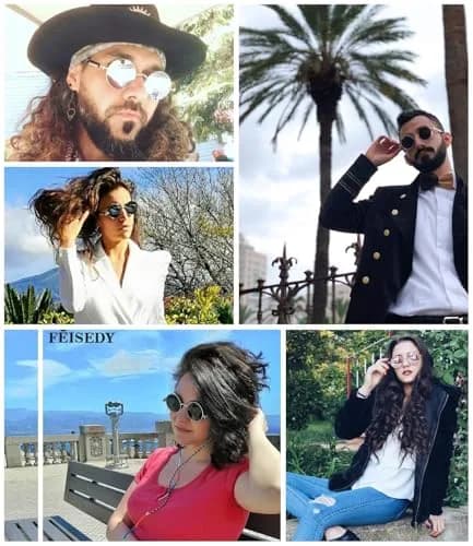 FEISEDY Retro Gothic Steampunk Sunglasses Round Metal Frame Punk Circle Inspired Shade Men B1857 thumbnail 6