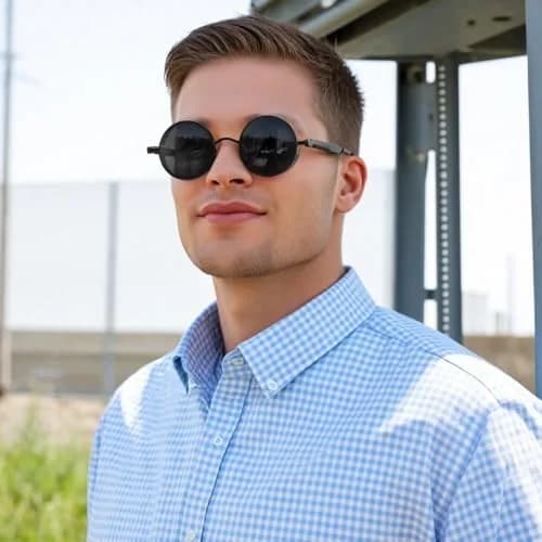 FEISEDY Retro Gothic Steampunk Sunglasses Round Metal Frame Punk Circle Inspired Shade Men B1857 thumbnail 2