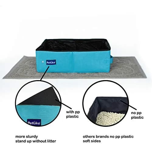 PetLike Travel Cat Litter Box Medium Light Grey | Leak-Proof Portable Collapsible Tray Carrier (40cm x 30cm x 13cm) thumbnail 5