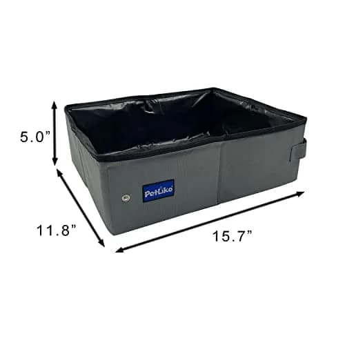 PetLike Travel Cat Litter Box Medium Light Grey | Leak-Proof Portable Collapsible Tray Carrier (40cm x 30cm x 13cm) thumbnail 2