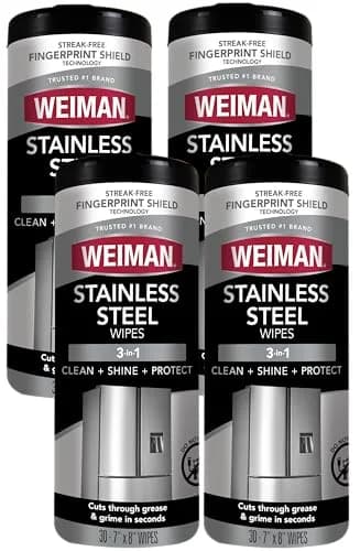 Weiman Stainless Steel Cleaner Wipes (120 Count) | pH Neutral Formula for Appliances thumbnail 1