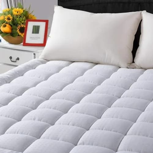LEISURE TOWN Cotton Queen Mattress Pad Fitted Quilted Mattress Cover 60" x 80" (152cm x 203cm) | Breathable Comfort for All Seasons thumbnail 1